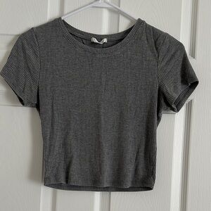 Bozzolo Charcoal Ribbed Crop Top